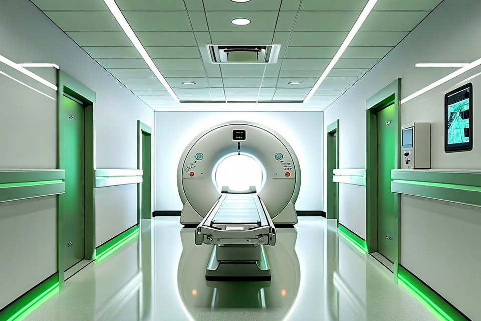 Radiologists working with AI diagnostic tools in a clinical setting